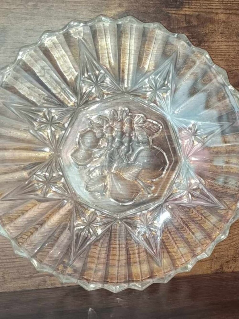 Set of 2 Clear Glass Fruit Themed Plates